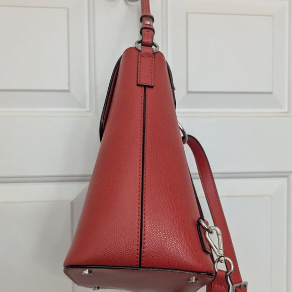 CALVIN KLEIN Women\'s L-REESE CONVERTIBLE BACKPACK PURSE Real Leather Red